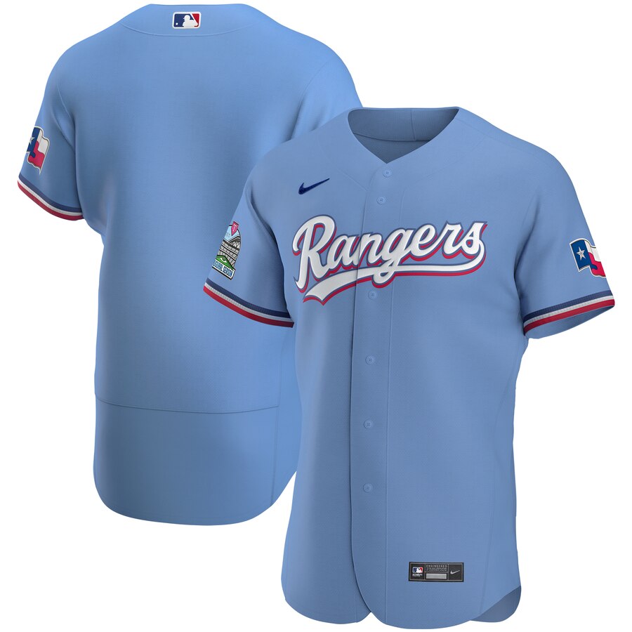 Custom Texas Rangers Men Nike Light Blue Alternate 2020 Authentic Team MLB Jersey->texas rangers->MLB Jersey
